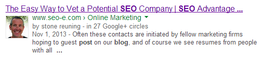Google Authorship in search result